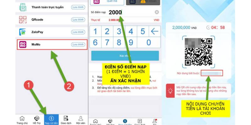 Các bước nạp tiền vào tài khoản Kubet77 thành công bằng Momo